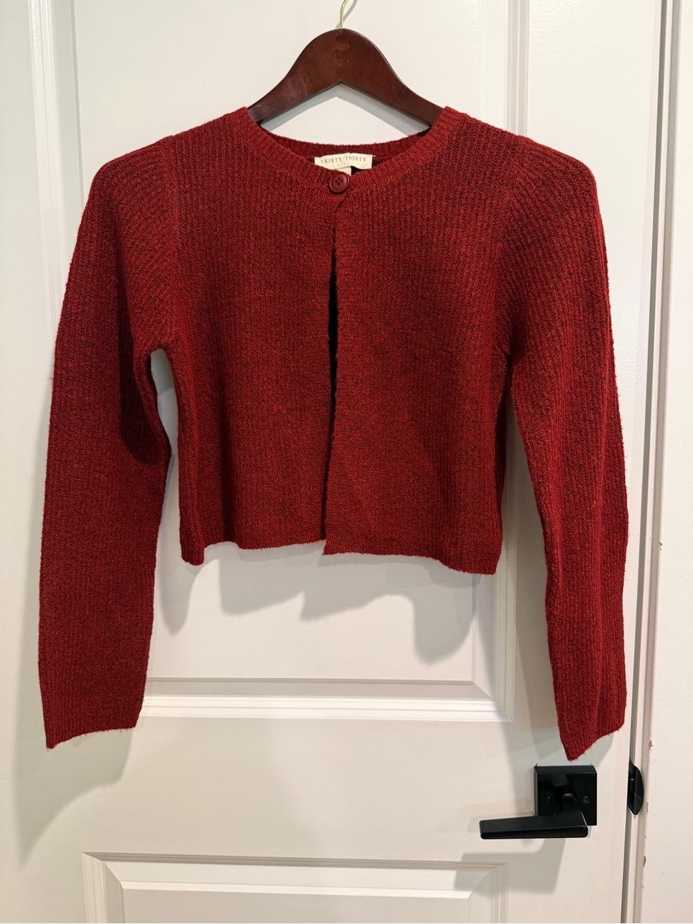 Women's Cropped Button-Front Cardigan Sweater - Red